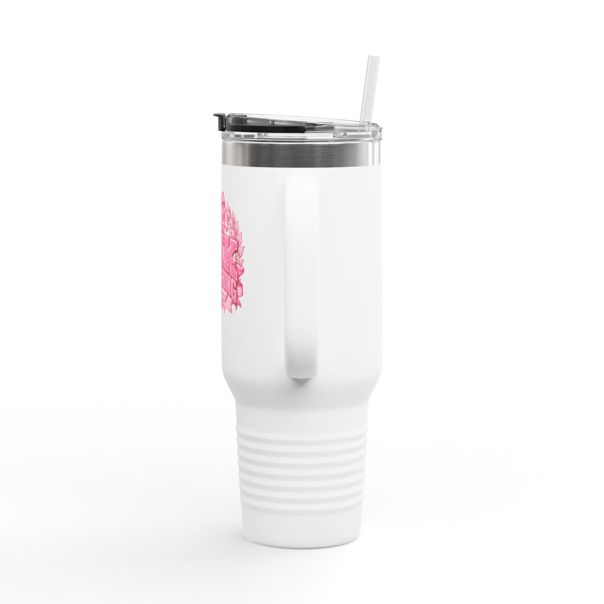 All Pink Everything 40 oz Tumbler – Pink Collegiate Travel Mug with Handle & Straw, Preppy College Girl Cup