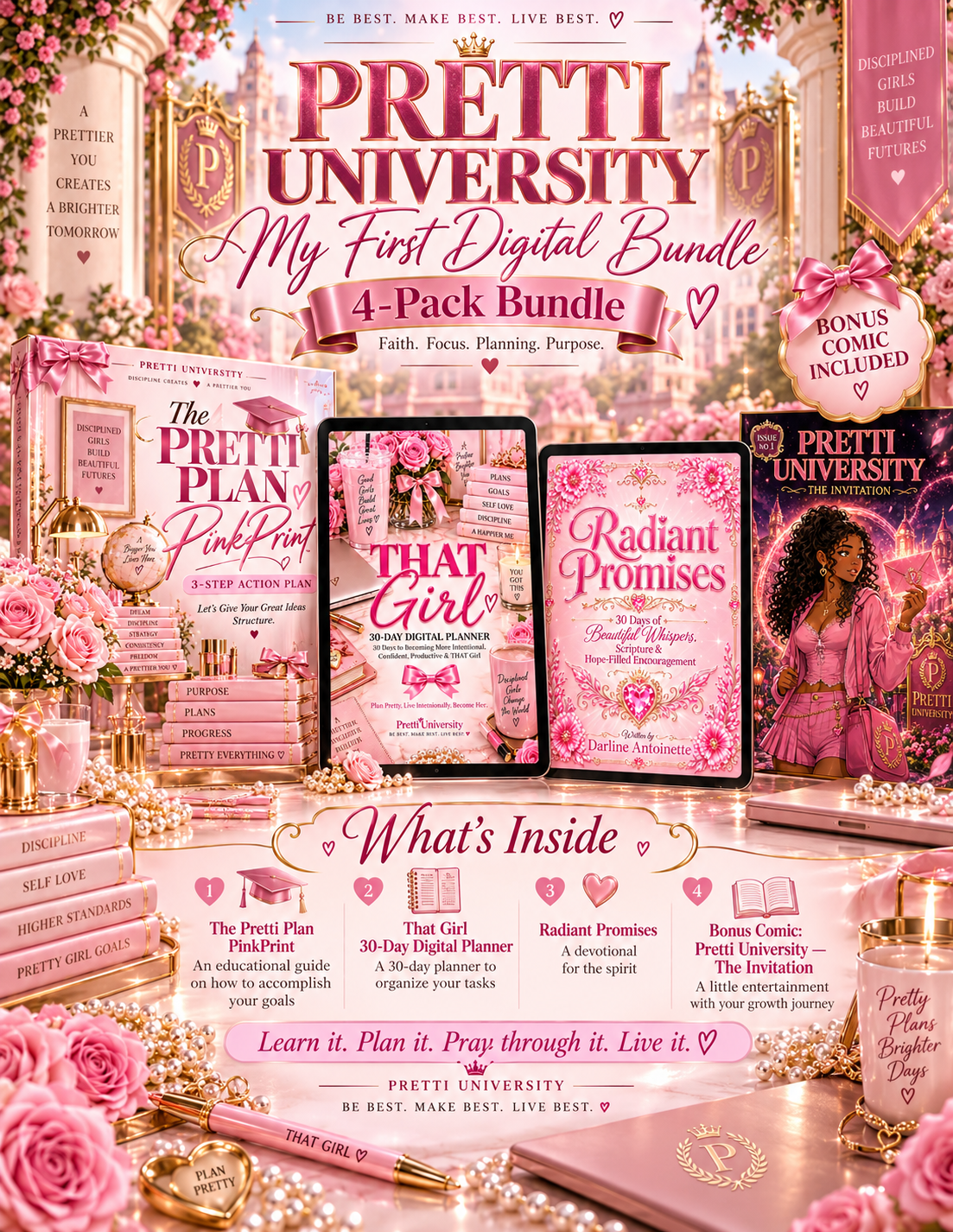 The Pretti University 4-Pack Digital Bundle | Faith, Focus & Becoming THAT Girl 💗