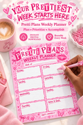 Pretti Plans Weekly Planner | Pink Printable Weekly Planner