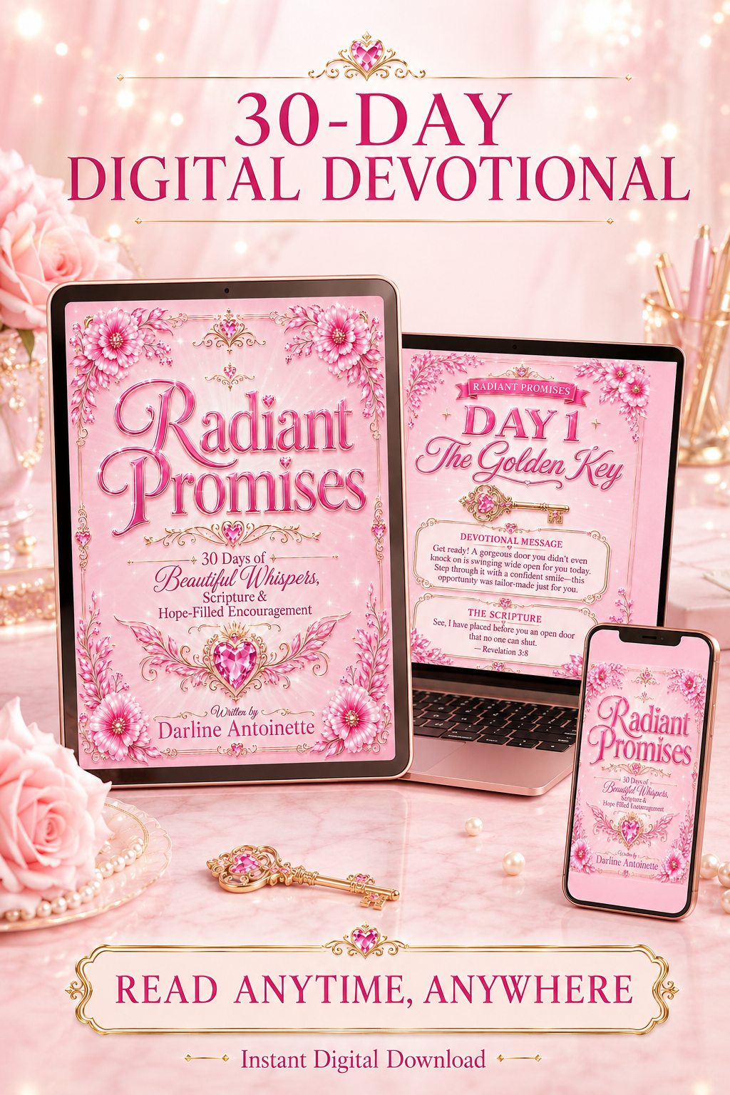 Digital Devotional eBook - Radiant Promises - 30 Days of Beautiful Whispers, Scripture & Hope-Filled Encouragement