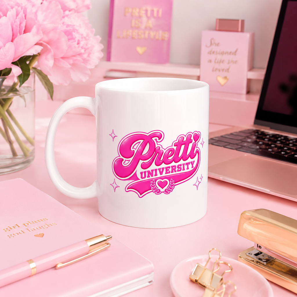 Pink Retro 'Pretty' Ceramic Mug (11oz & 15oz)
