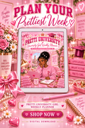 Pretti University Girl Weekly Planner | Pink Digital & Printable Planner