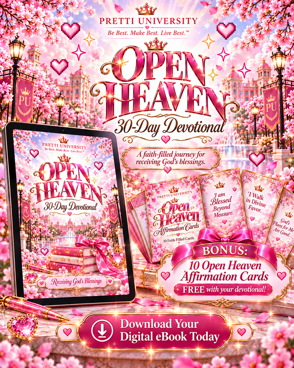 Open Heaven: 30-Day Devotional + FREE Affirmation Cards | Receiving God’s Blessings