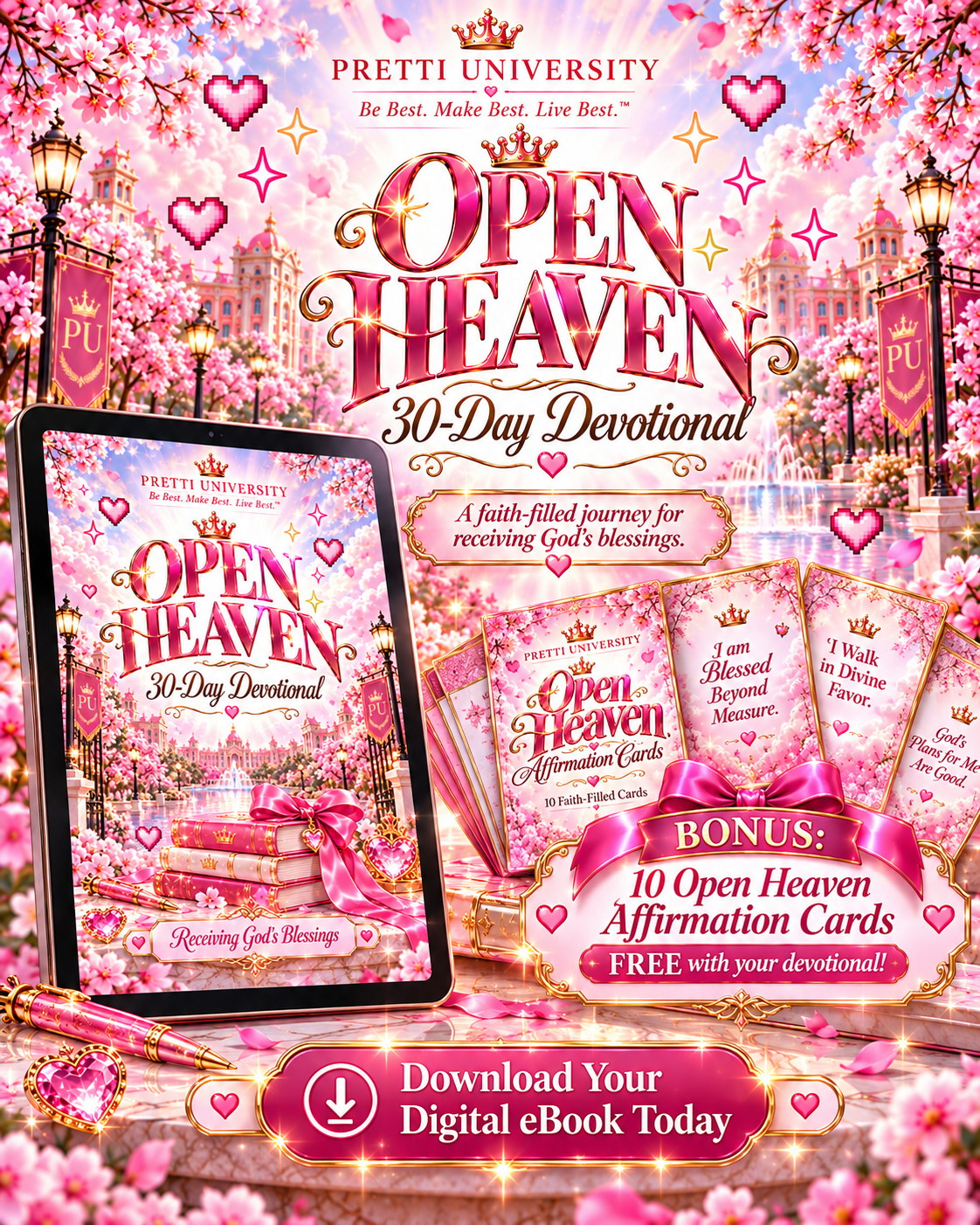 Open Heaven: 30-Day Devotional + FREE Affirmation Cards | Receiving God’s Blessings
