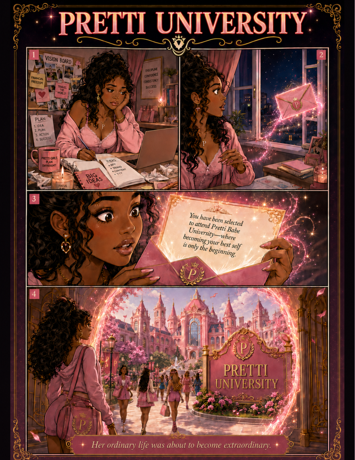 eBook - Pretti University: The Invitation - An Inspirational Graphic Novel for Young Women About Confidence, Purpose, Faith, Sisterhood, and Becoming Your Best Self